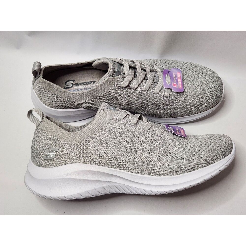 S Sport by Skechers Memory Foam Cushioned No-Tie Shoes Women's 9 Gray